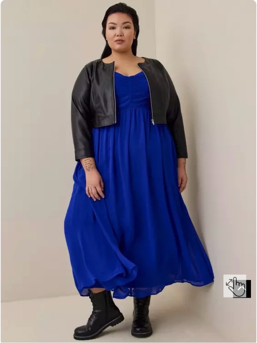 Torrid Maxi Chiffon Pleated Dress in electric blue 0x special occasion